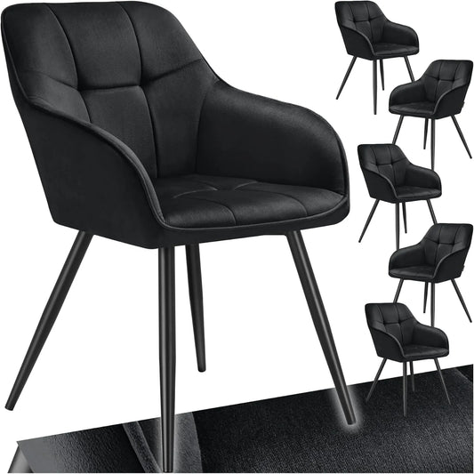 Ensemble de 6 chaises de salle à manger en velours scandinaves avec pieds en acier