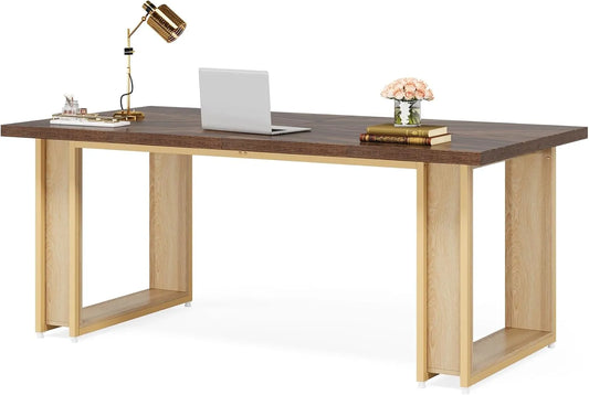 Bureau d'ordinateur Tribesigns 160 cm en bois rustique pour bureau à domicile