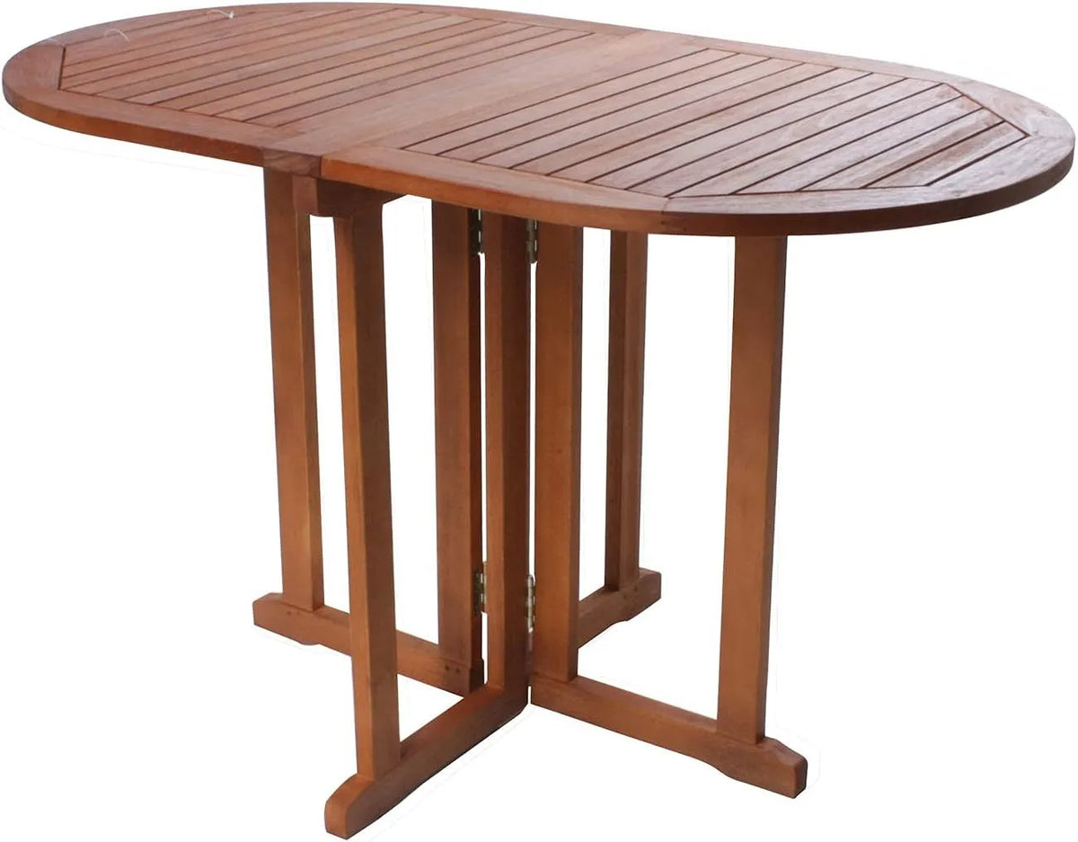 Ensemble de table pliante ovale en eucalyptus pour extérieur - 120 x 70 x 73 cm