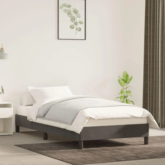 Cadre de Lit Simple en Velours Gris Foncé 90x190 cm