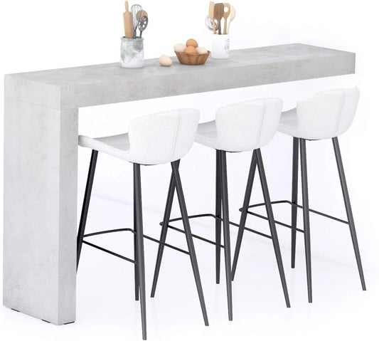 MOBILI FIVER, Table de Bar Évolution 180x40, Gris Béton, Design Italien, 3 Places