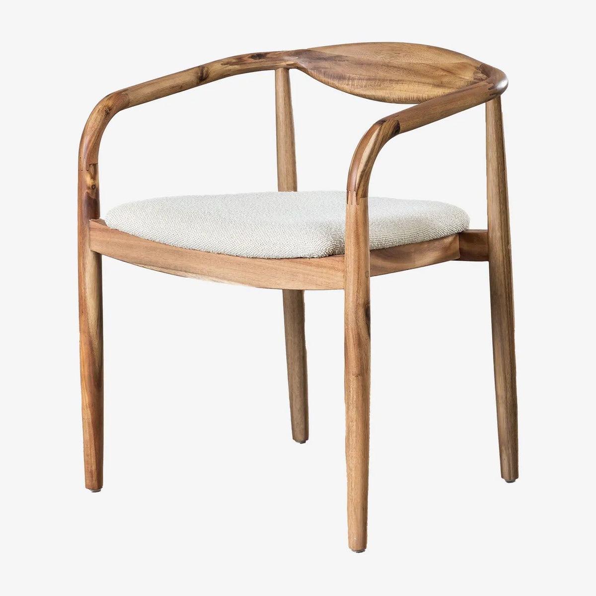 Ensemble de 2 chaises de salle à manger en bois d'acacia et tissu bouclé - Modèle Mallory