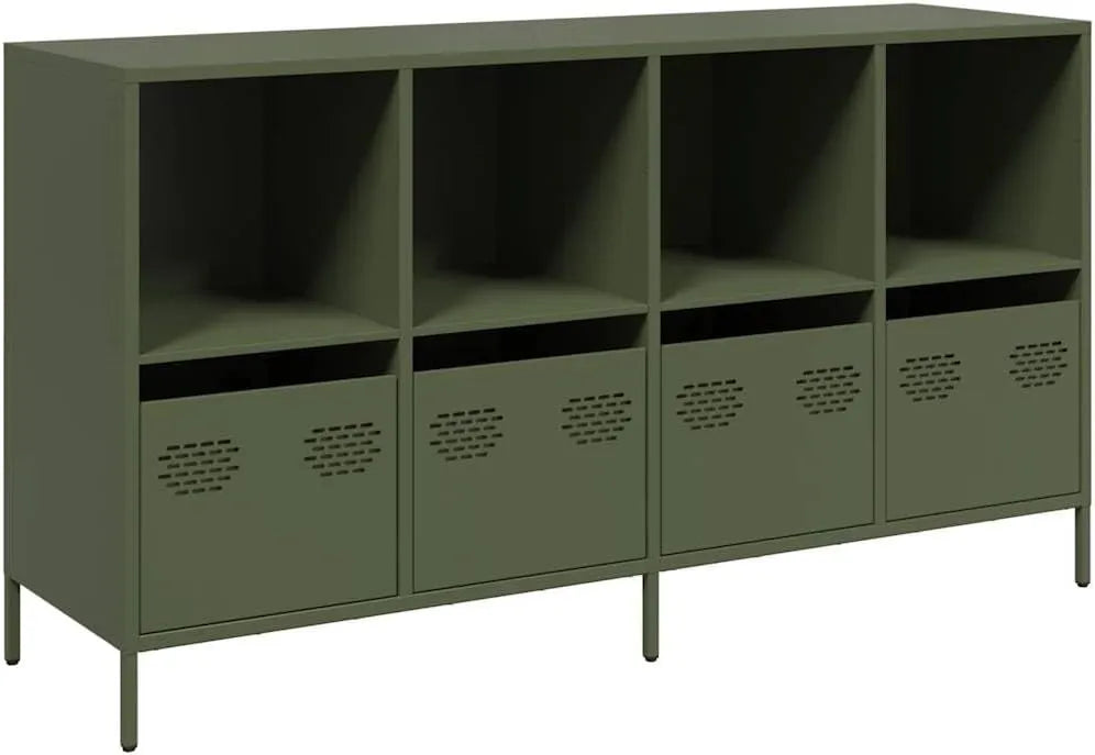 Buffet en acier vert olive 135x39x73,5 cm