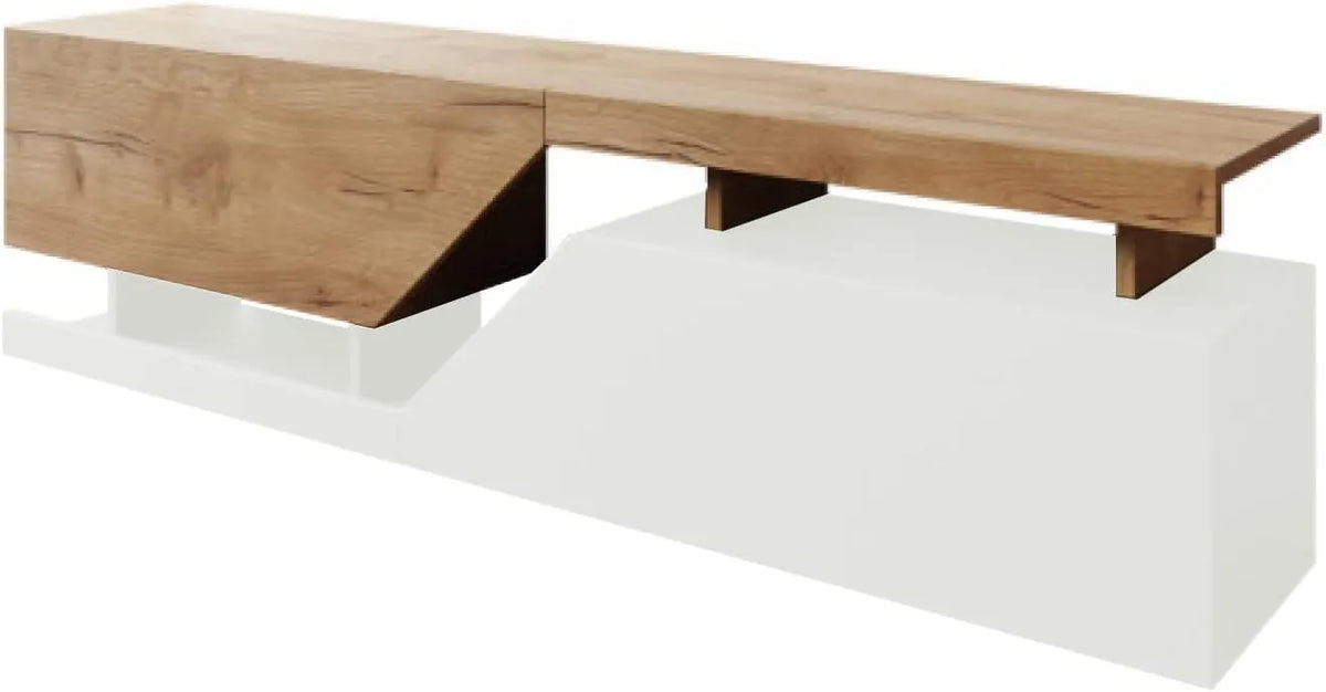 Bestmobilier - Meuble TV Blanc en Bois avec 2 Portes et Rangements - Style Industriel Vintage