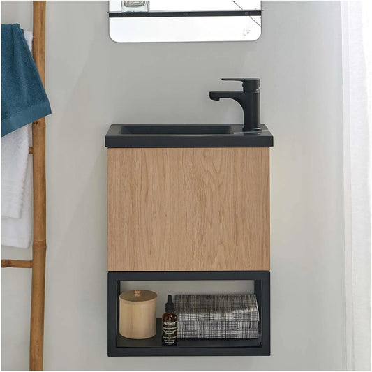 Ensemble Lavabo Suspendu Nova avec Mitigeur Noir
