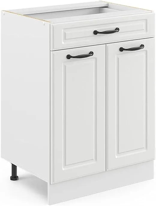Vicco Meuble de Cuisine R-Line, Style Campagnard Blanc, 60 cm avec Tiroir, Sans Plan de Travail
