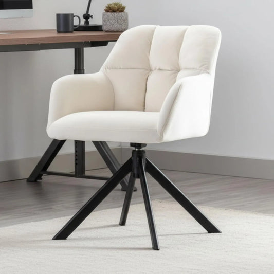 Fauteuil de Bureau Pivotant en Velours Beige pour Chambre