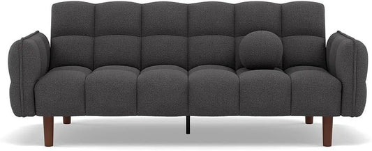 Canapé-lit clic-clac 2 places en tissu texturé gris foncé - Adam par Bestmobilier