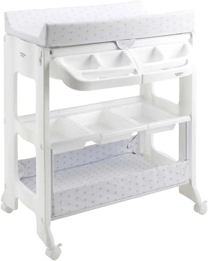 Table à Langer pour Bébé avec Baignoire Amovible et Rangement - Utilisable Jusqu'à 12 Mois