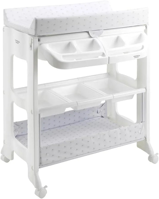 Table à Langer pour Bébé avec Baignoire Amovible et Rangement - Utilisable Jusqu'à 12 Mois