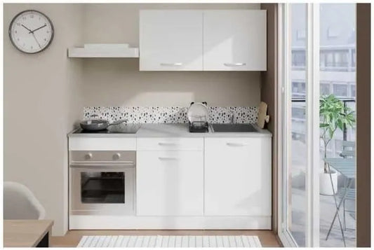 Ensemble de Cuisine Complet Oslo 180 cm - Blanc Mat avec Plan de Travail