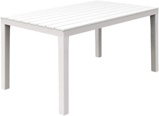 Dmora - Table de Jardin Rectangulaire Vasto, Polyvalente pour Intérieur et Extérieur, Fabriquée en Italie, 138x78x72 cm, Blanc
