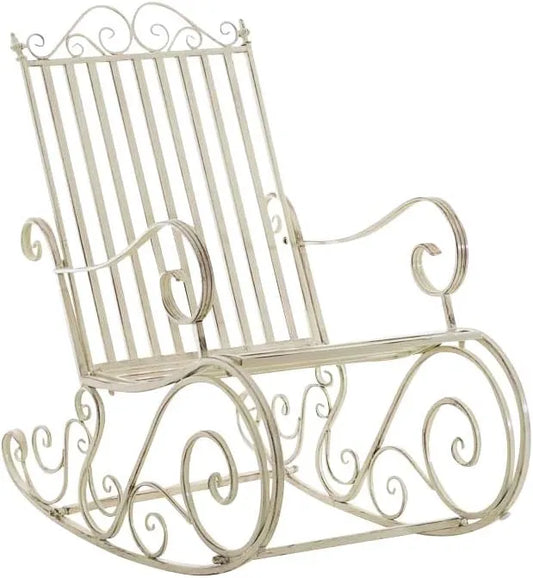 Chaise à Bascule Extérieure Smilla, Résistante et Ergonomique, Style Champêtre, Couleur Crème Antique