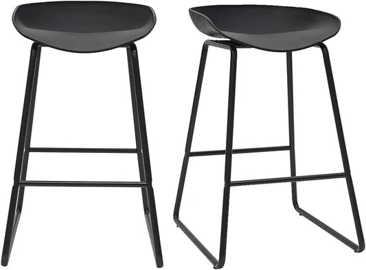 Lot de 2 Tabourets de Bar Design Noirs 65 cm Miliboo Pebble