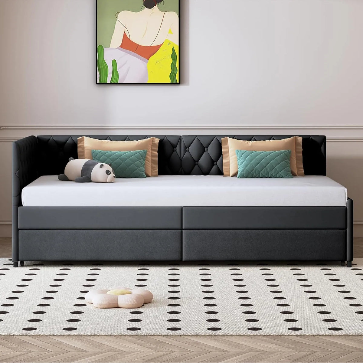 Sofa Convertible en Velours Gris 90/180x200cm, Canapé-Lit Multifonction pour Salon ou Chambre