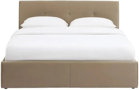 Lit Coffre en Velours Marron 160x200 avec Sommier Inclus - BAÏTA SEGURO