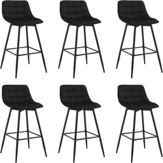 WOLTU Lot de 6 Chaises de Bar Bistrot en Velours Noir avec Structure Métallique