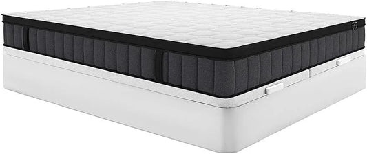 Lit Coffre Blanc 180x200 cm avec Matelas Hybride à Ressorts et Mousse à Mémoire TOLCA by YSMÉE