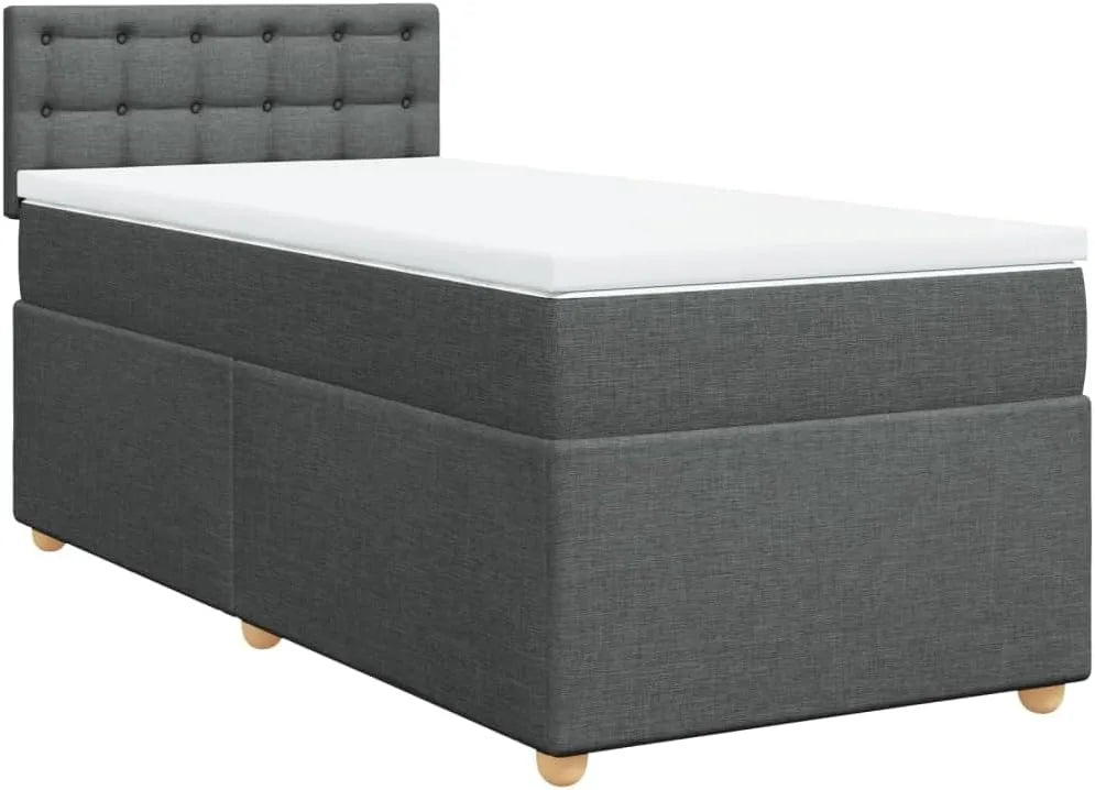 Cadre de Lit en Tissu Gris Foncé avec Matelas, 90x200 cm