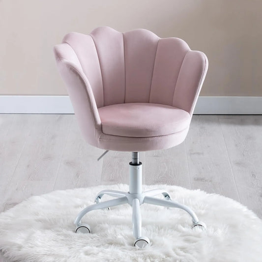 Chaise de Bureau Confortable pour Filles, Coussin en Velours, Rose Élégant