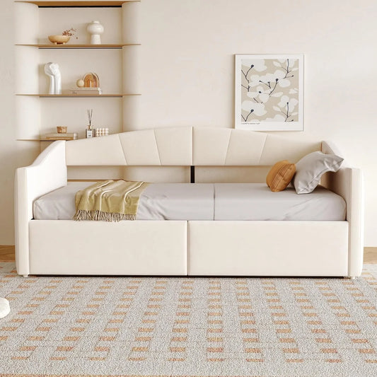 Lit-canapé multifonction 90x200 cm avec support hydraulique et revêtement en velours beige