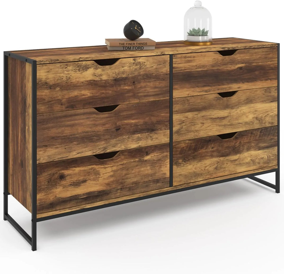 IDMarket - Commode Industrielle 6 Tiroirs XXL 140 cm Hawkins