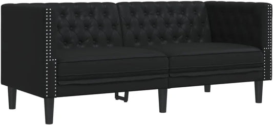 Sofa 2 places Chesterfield en similicuir noir élégant