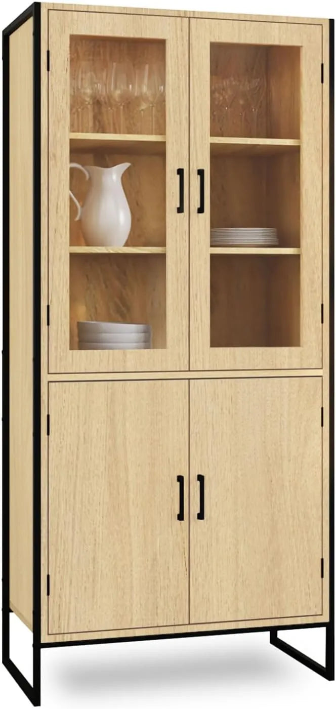 IDMarket - Vaisselier Industriel Haut 176 cm Détroit 4 Portes