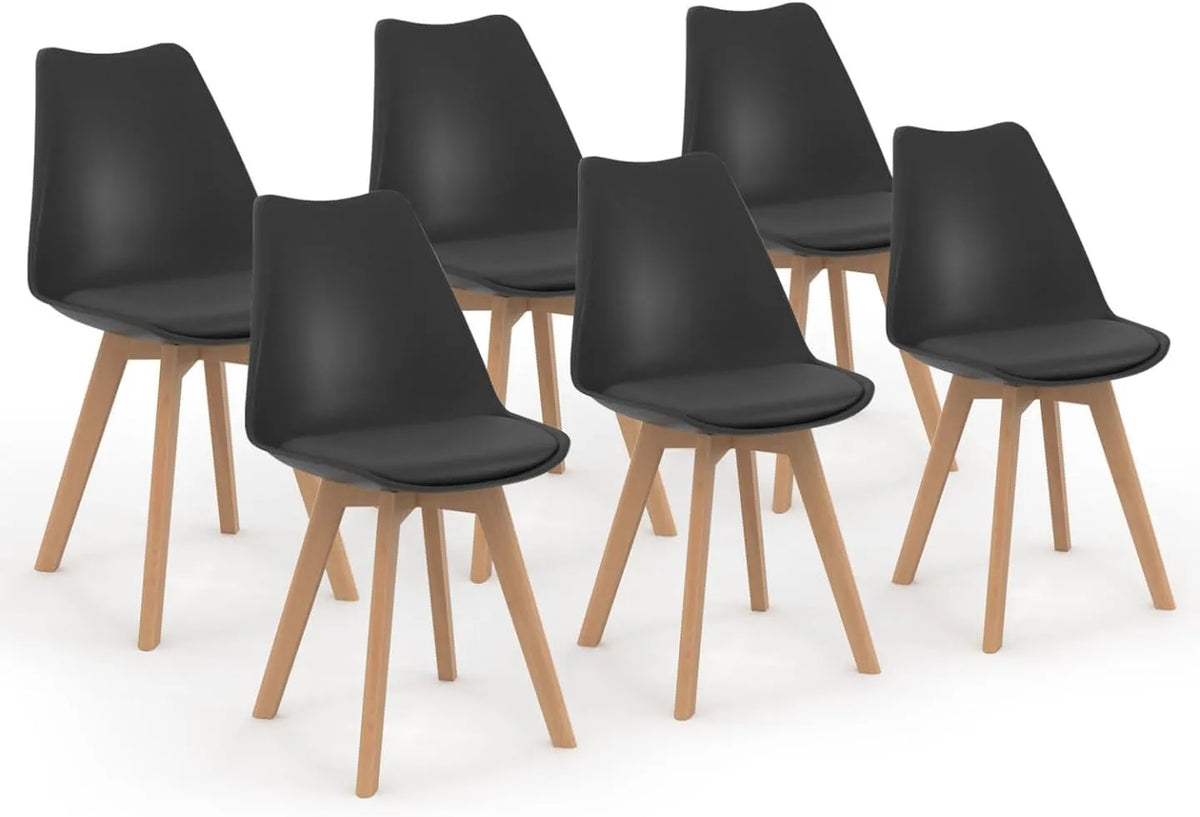 Ensemble de 6 Chaises Scandinaves Noires SARA pour Salle à Manger par IDMarket