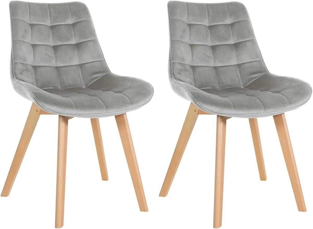 Ensemble de 2 Chaises en Velours Brook avec Structure en Bois - Gris