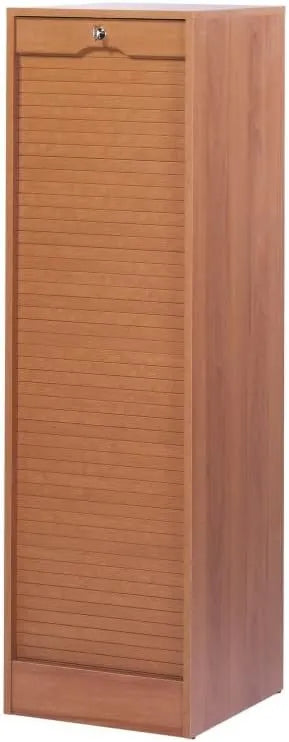 Armoire à Rideau Merisier avec Serrure - 8 Étagères, 140 cm