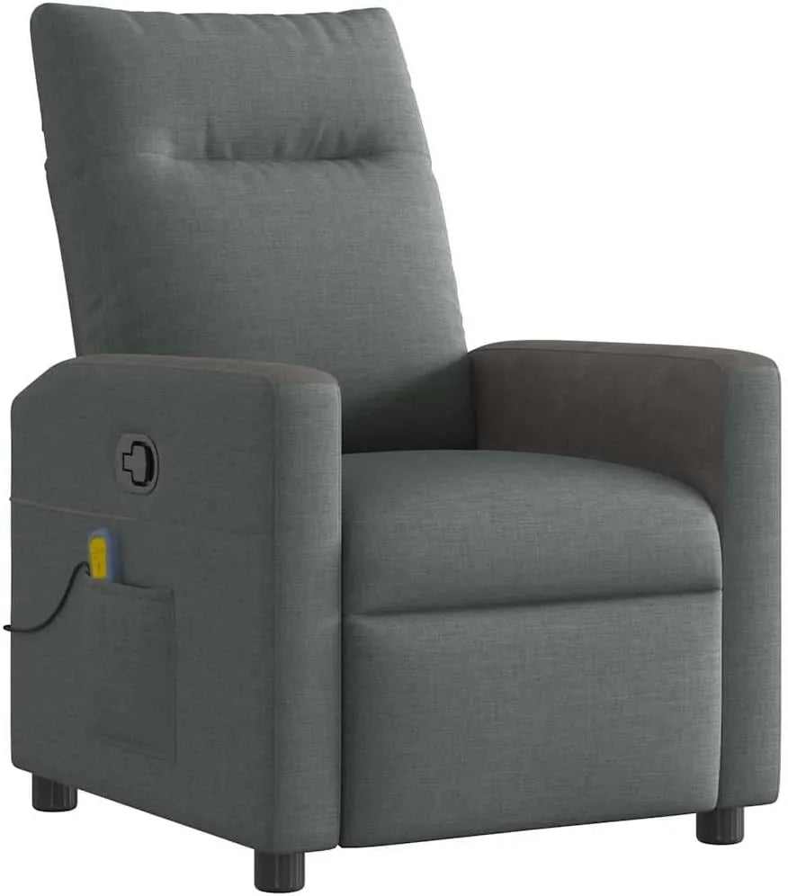 Fauteuil de Massage Réglable en Tissu Gris Foncé