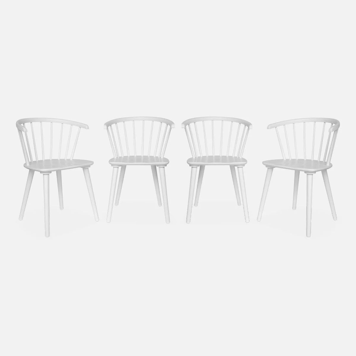 Sweeek - Ensemble de 4 chaises blanches en bois et contreplaqué Paula, 51 x 53 x 75 cm