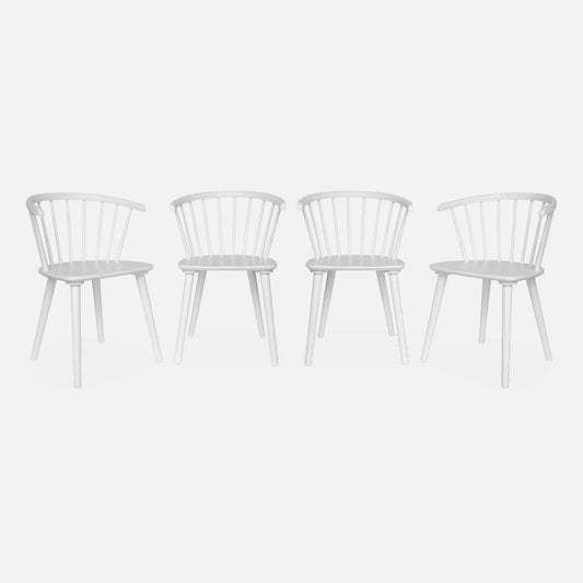 Sweeek - Ensemble de 4 chaises blanches en bois et contreplaqué Paula, 51 x 53 x 75 cm