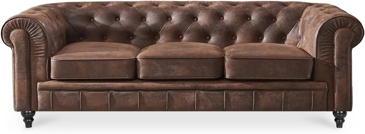 Canapé Chesterfield 3 Places en Cuir Vintage