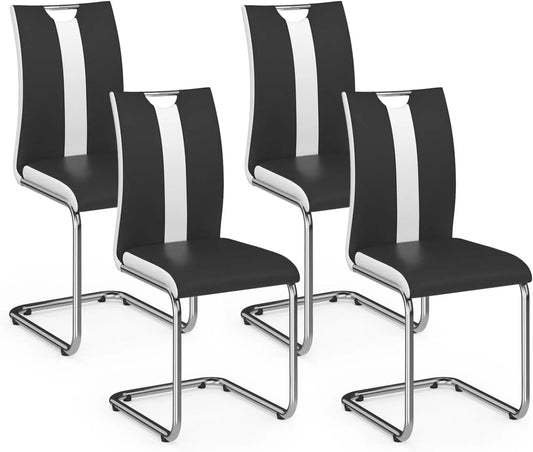 Lot de 4 chaises de salle à manger PIA bicolores Noir et Blanc