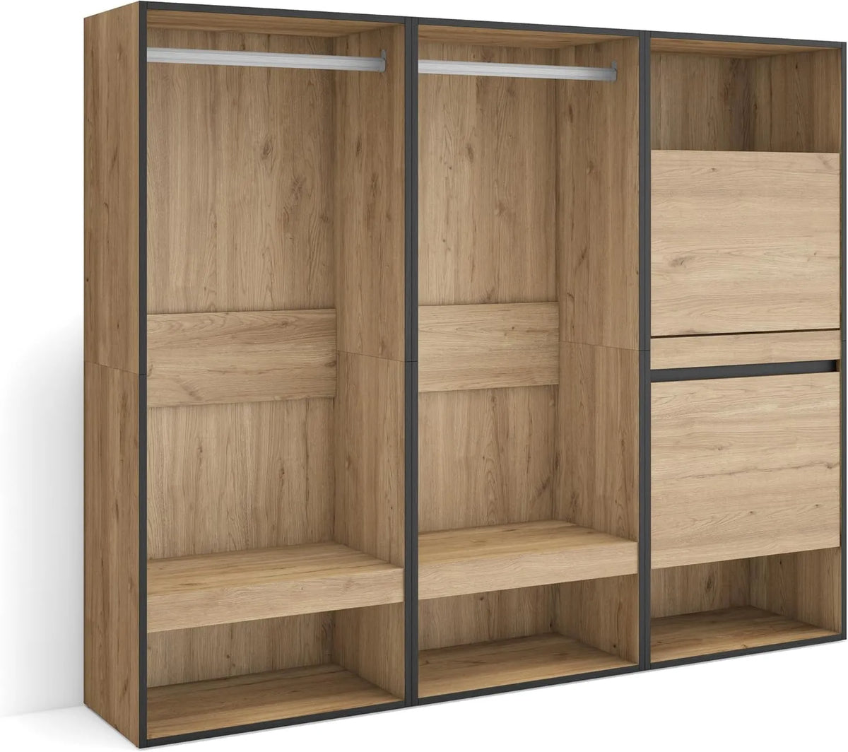 Armoire Ouverte en Chêne Moderne 180x145x35cm pour Chambre