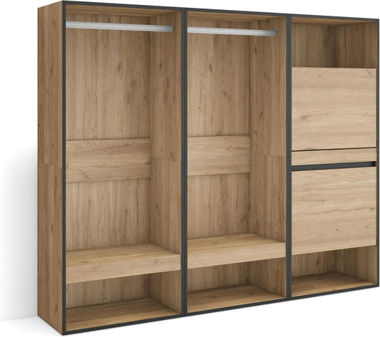 Armoire Ouverte en Chêne Moderne 180x145x35cm pour Chambre