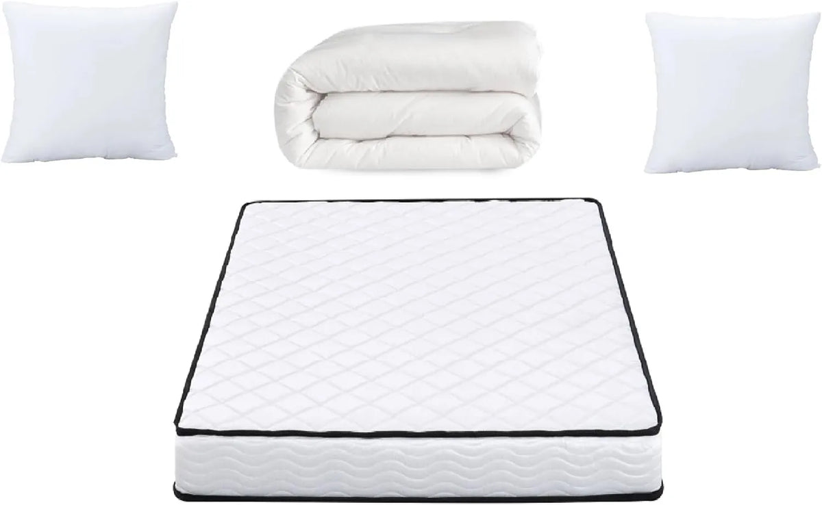 Matelas Confort 140x190 cm avec Couette et Oreiller en Mousse à Mémoire