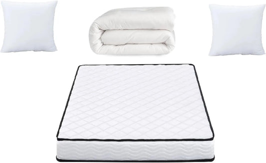 Matelas Confort 140x190 cm avec Couette et Oreiller en Mousse à Mémoire