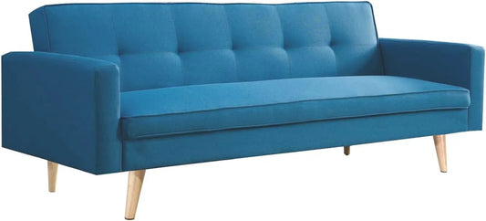 Canapé Scandinave 3 Places Convertible en Tissu Bleu Canard - Modèle Lars