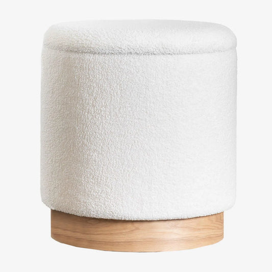 Tabouret Pouf Rond avec Espace de Rangement en Tissu Chenille