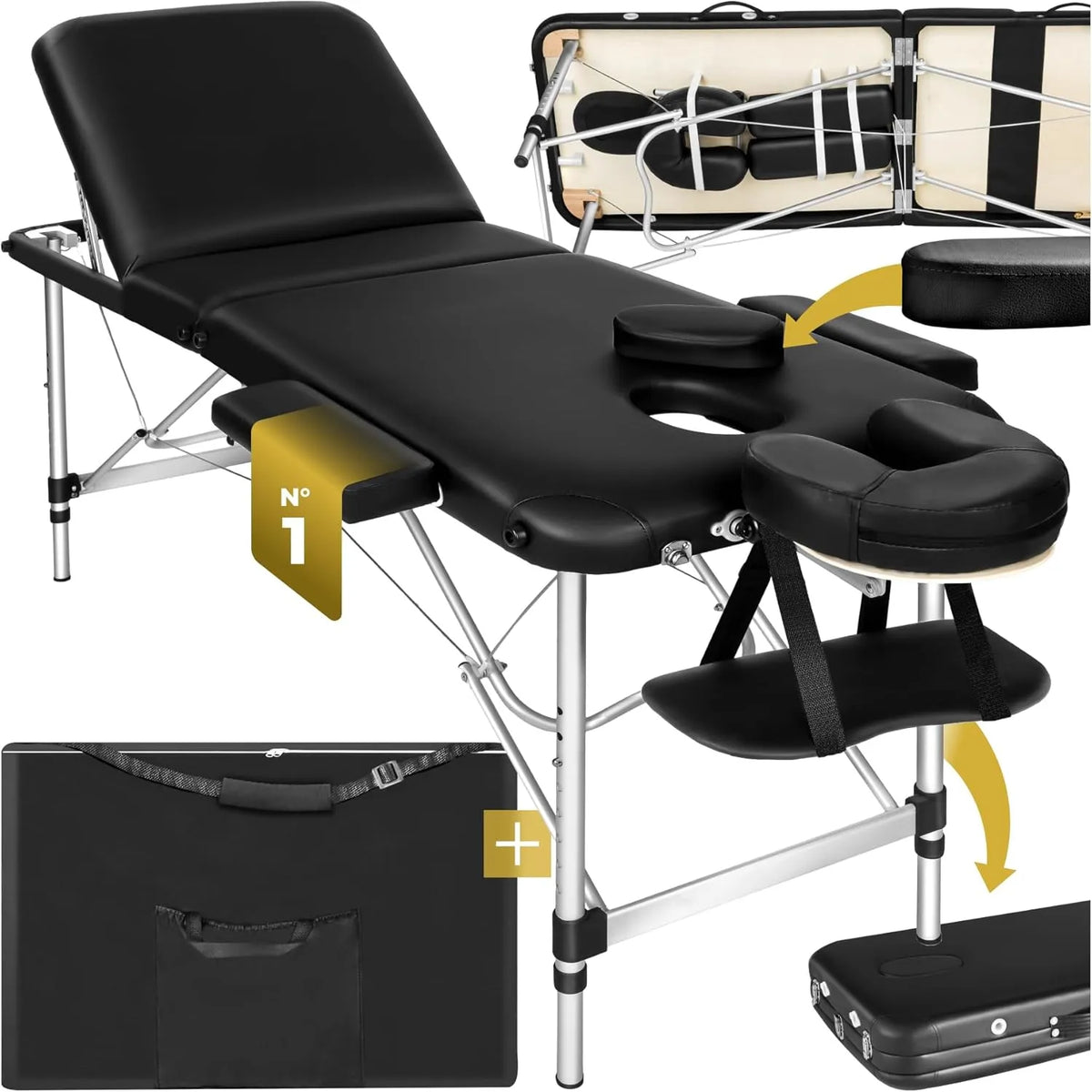 Table de Massage Professionnelle Portable en Aluminium avec 3 Zones et Repose-Bras