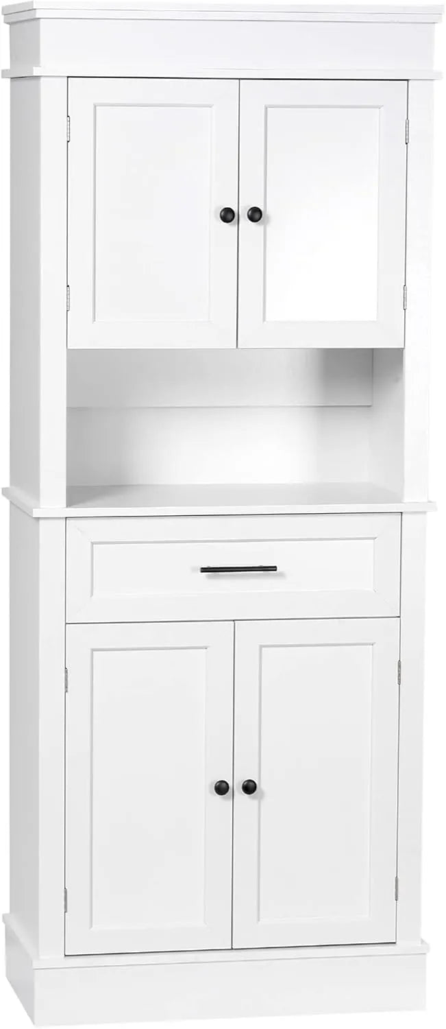 Buffet de Cuisine Modern avec Étagères Réglables et Tiroir - Blanc