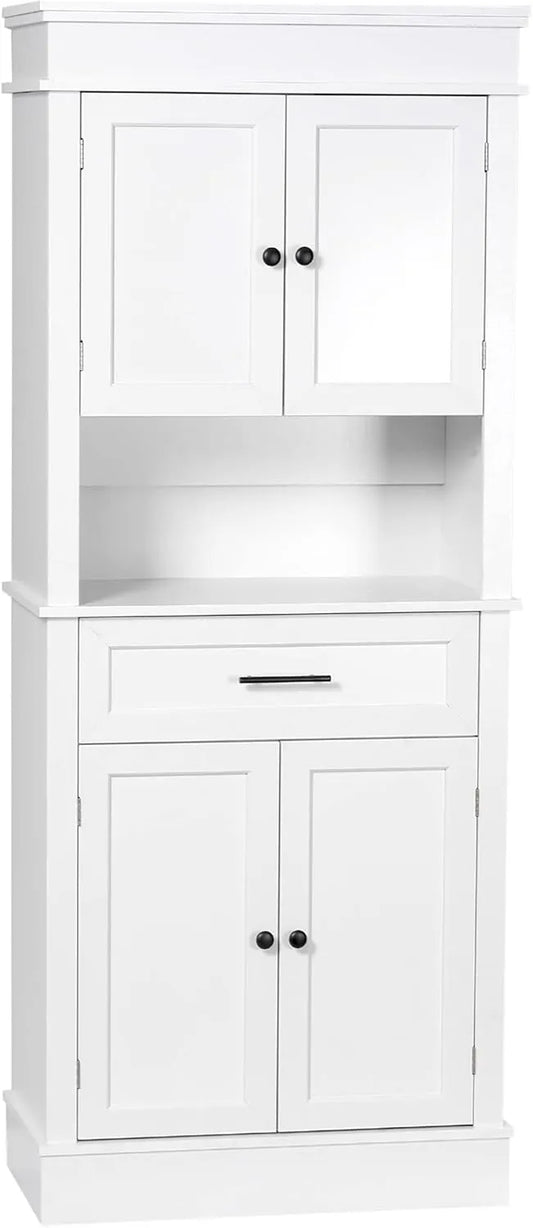 Buffet de Cuisine Modern avec Étagères Réglables et Tiroir - Blanc