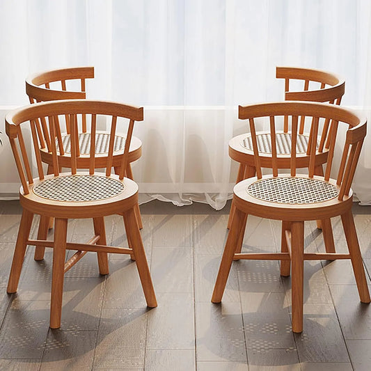 Lot de 4 chaises en rotin naturel pour salle à manger, style rustique, dossier ajouré, hauteur d'assise 45 cm