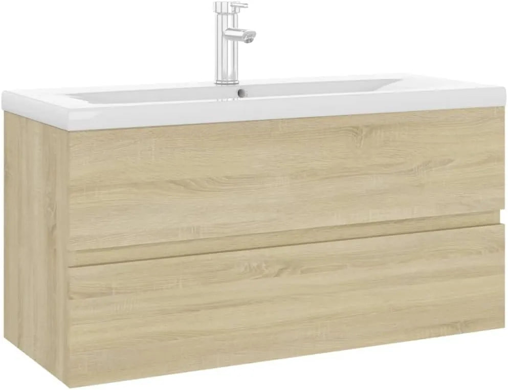 Armoire de Salle de Bain avec Lavabo Intégré en Chêne Sonoma