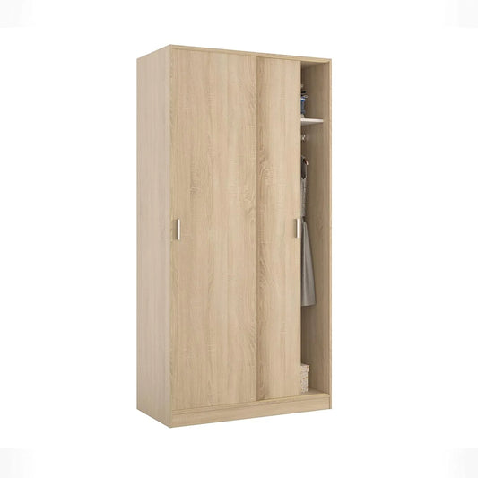 Armoire haute en chêne canadien avec portes coulissantes, 200x100x50 cm