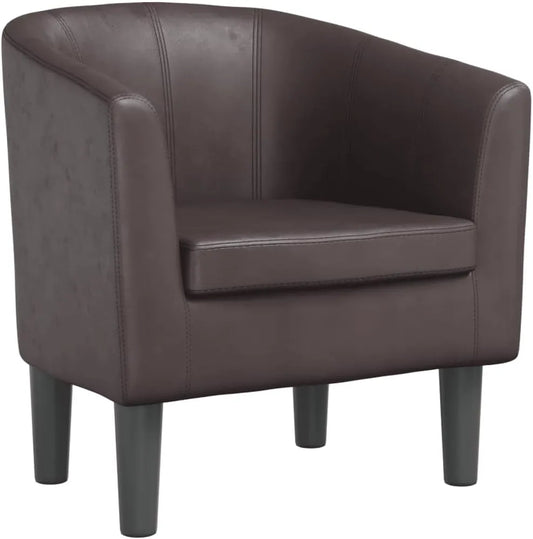 Fauteuil Cabriolet en Similicuir Marron pour Salon ou Bureau
