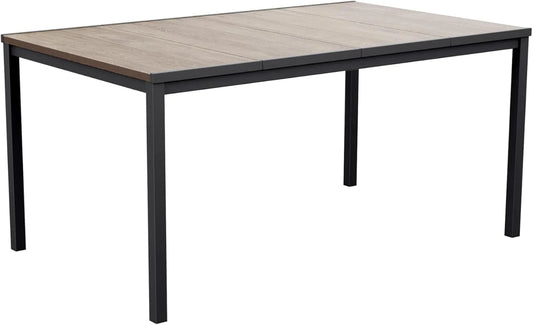 Table de Jardin Extensible Keter Porto, 160 x 95 x 75 cm, 6 Places, Plateau Imitation Bois, Structure Graphite